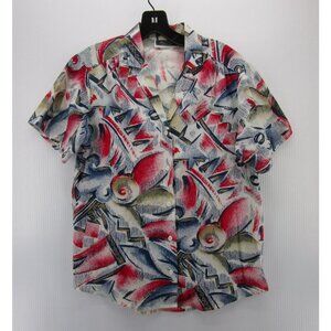 VINTAGE Top Small Active Attitude Shirt 80s 90s Abstract Button Up